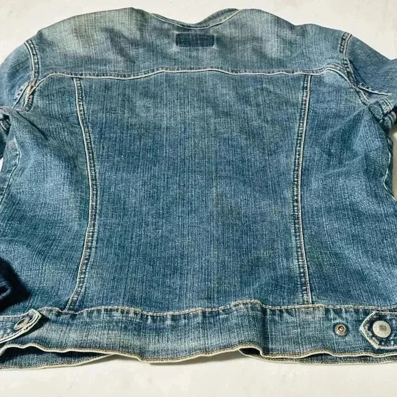 Vintage Women's Levi’s Collarless Jean Jacket - Snap Buttons - Denim Large L - Picture 2 of 13
